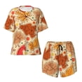 thumbnail image 4 of Lsque Autumn Animal Maple Leaves Women's Short-Sleeved Pajama Set - 2 Piece Soft and Lightweight Sleepwear Set-X-Large, 4 of 9