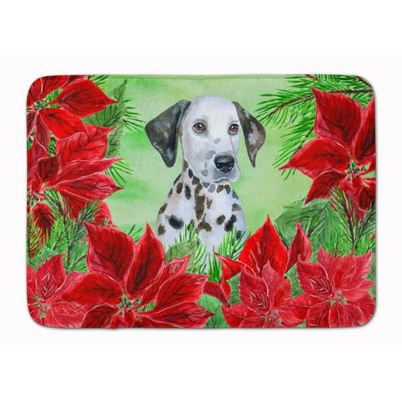 Dalmatian Puppy Poinsettas Machine Washable Memory Foam Mat
