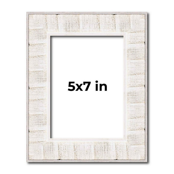 5x7 Frame White Sonoma Rustic Wood Picture Frame | 1.5 Inch Moulding Width | Complete with UV