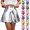 Gray, variant on POIUYTR Women Summer Metallic A-Line Skirts Party Vacation Elastic High Waist Mini Skirts Casual Trendy Skirt