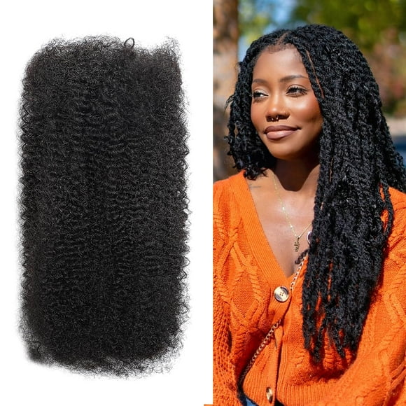 Afro Kinkys Bulk Human Hair(24 Inch) 40g/Pack, Braiding Human Hair for Twists, Loc Repair, Dreadlocks Extension, Natural Black