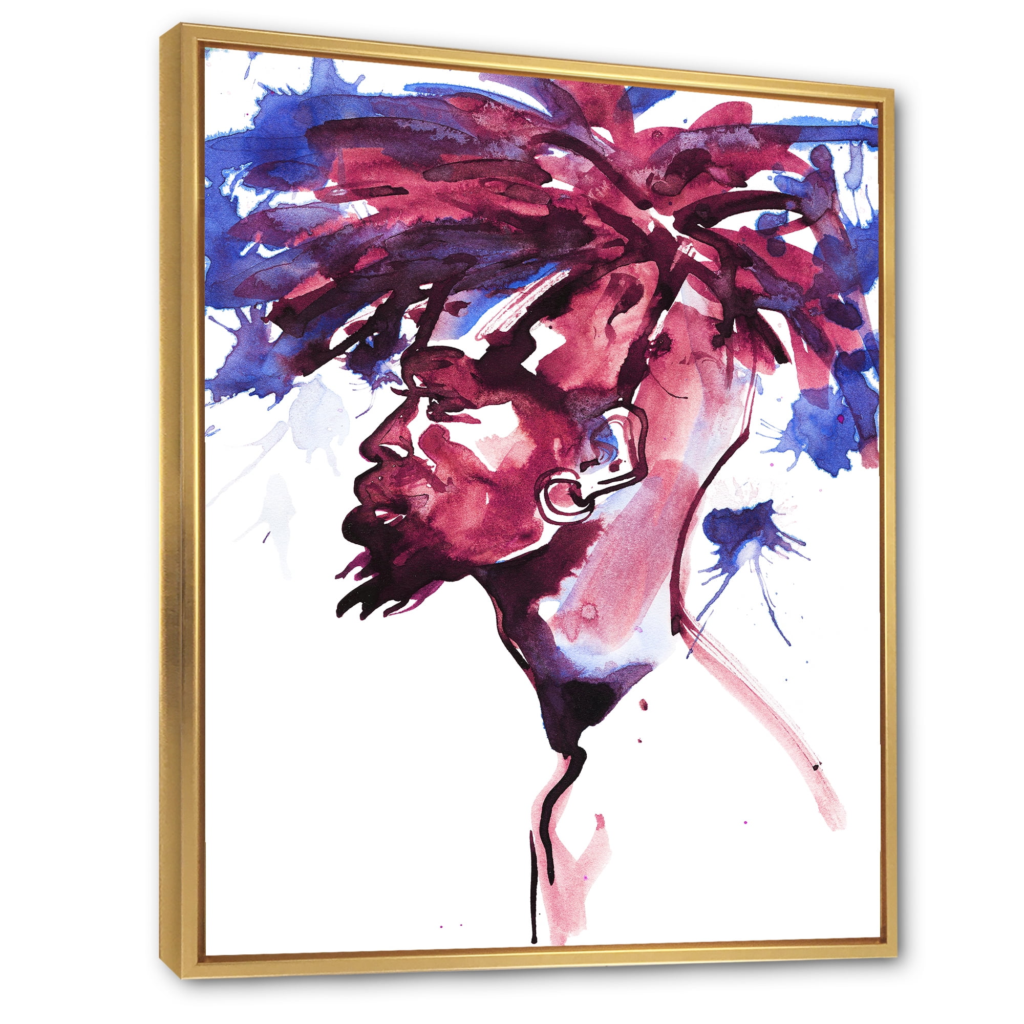 Designart 'Fashion Portrait of Handsome African Man' Modern Framed Canvas Wall Art Print