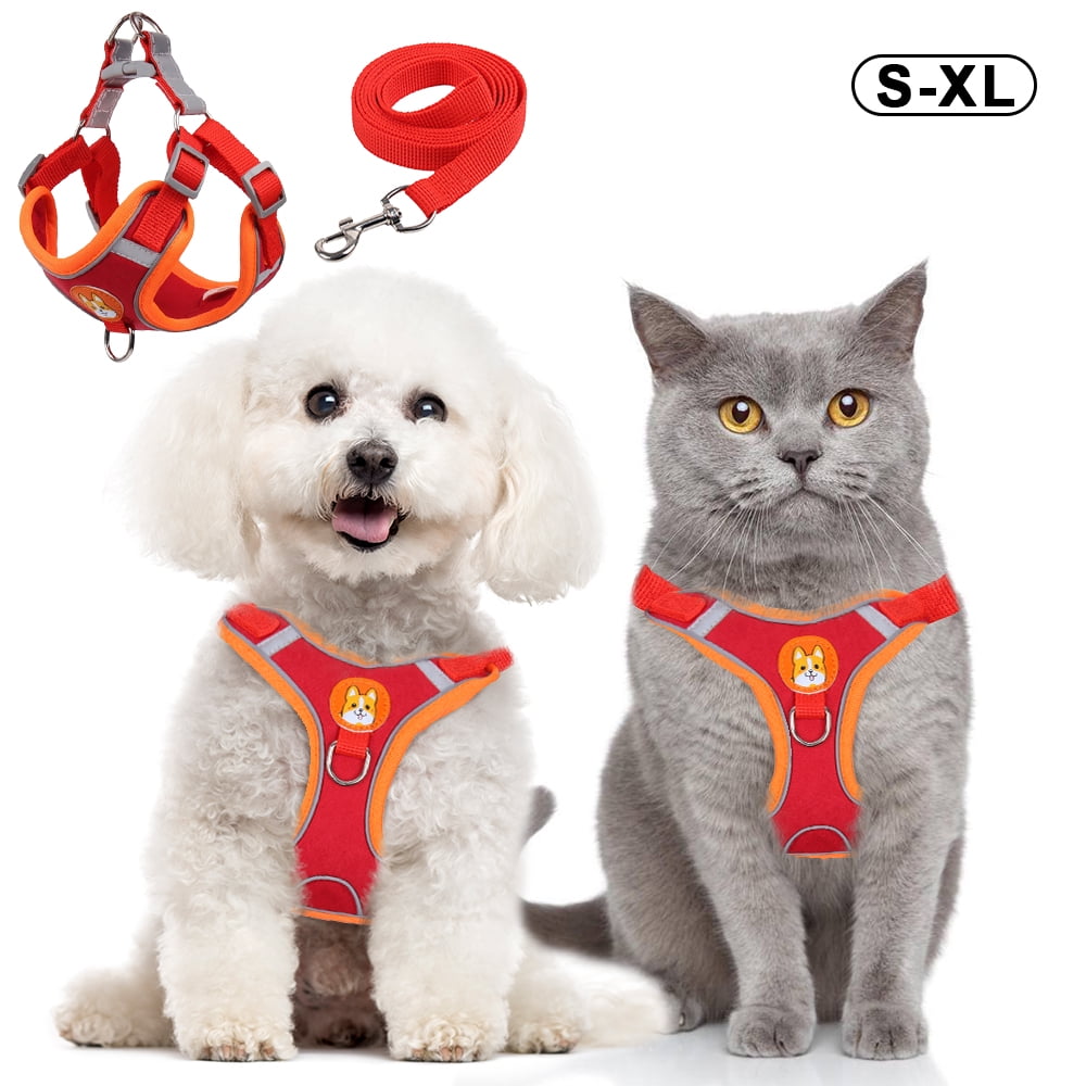 New Comfort Adjustable Dog Cat Puppy Vest Pet Leash Mesh Harness set S M L