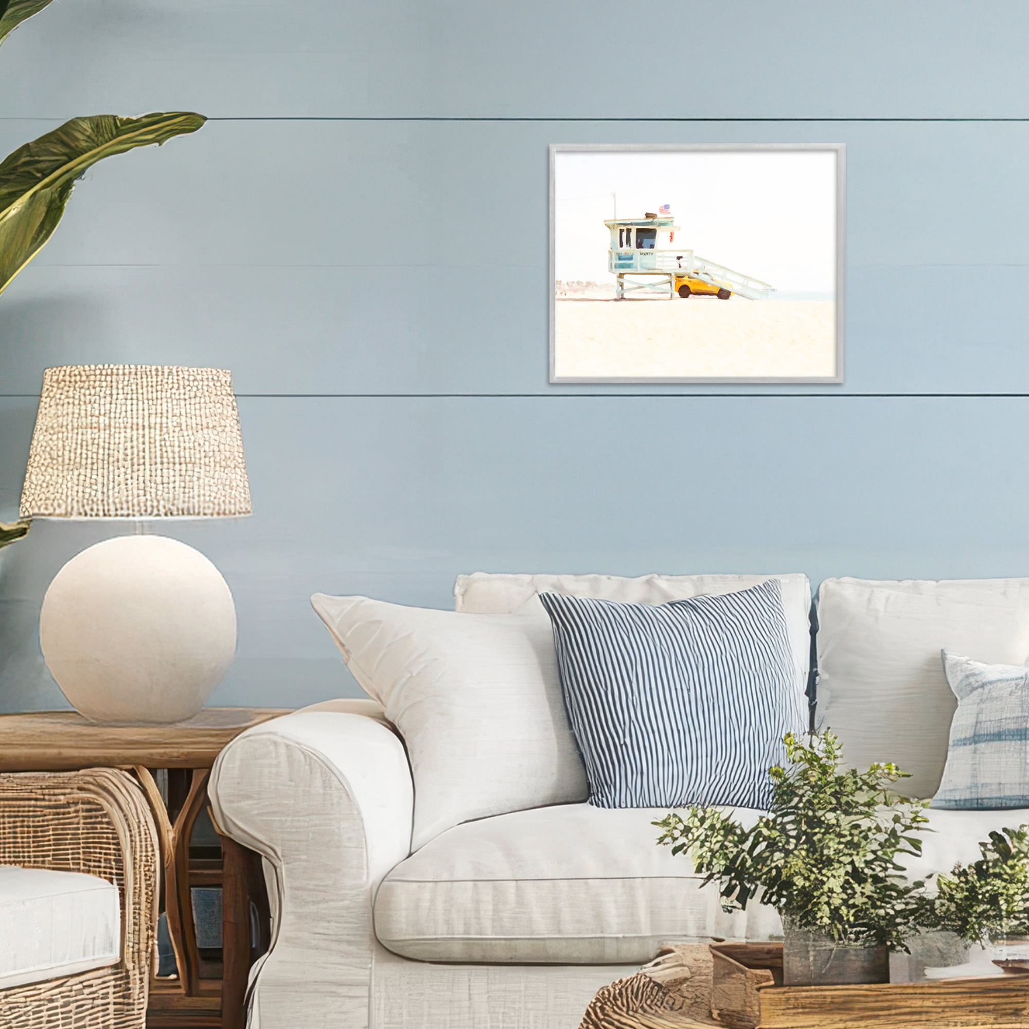 Stupell Industries Soft Light Lifeguard Station Gray Framed Giclee Art, design by Kim Curinga