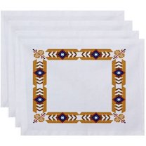 Simply Daisy 18" x 14" Jodhpur Border Geometric Print Placemats, Set of 4