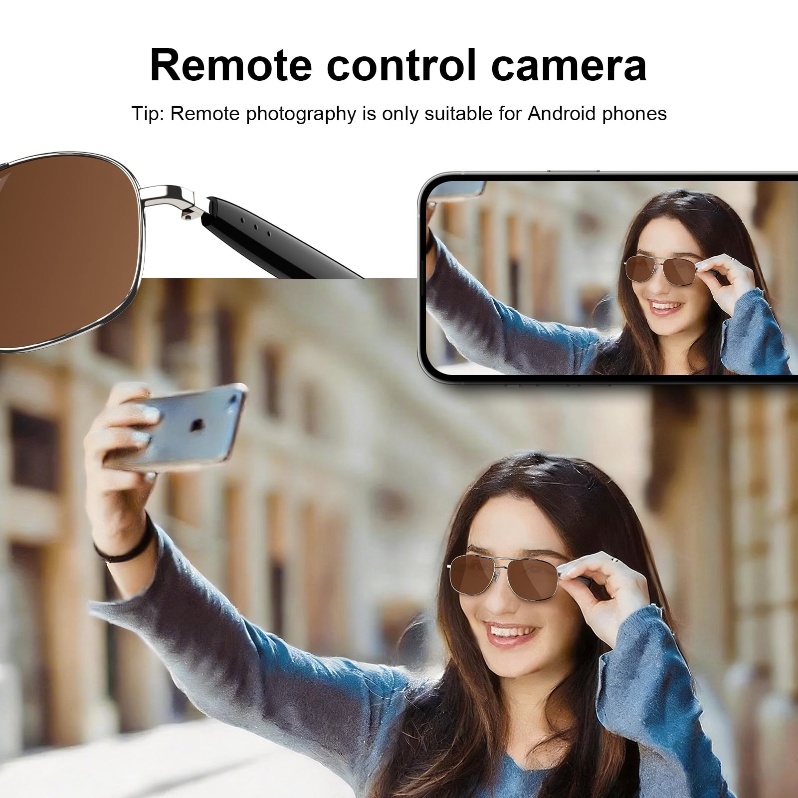 LUOMATE Smart Glasses with Bluetooth Audio, Sunglasses with Voice Assistant, Open Ear Speaker, LensTouch Control for Travel Work Business (Sliver)