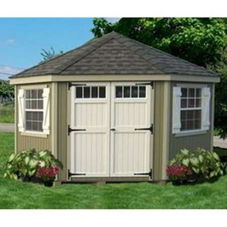 Little Cottage 5-Sided Colonial Panelized Garden Shed with Transom Windows and Optional Floor
