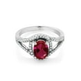 thumbnail image 2 of Gem Stone King Royal Red Created Ruby Oval 2.30 Ct 925 Sterling Silver Ring, 2 of 4
