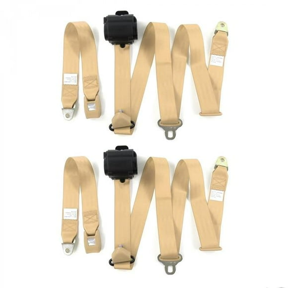 Standard 3 Point Tan Retractable Bucket Seat Belt Kit for AMC Hornet 1970-1977 - 2 Belts