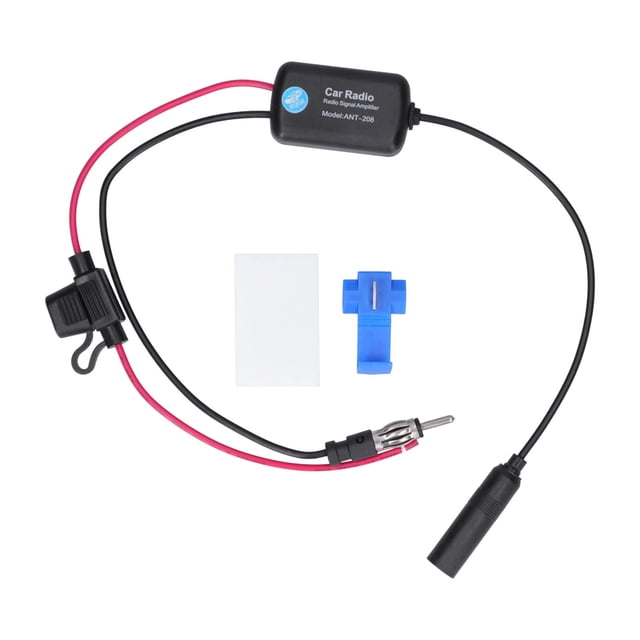 Antena amplificadora de señal de radio para coche de 12 V, amplificador de señal de radio FM/AM con clip