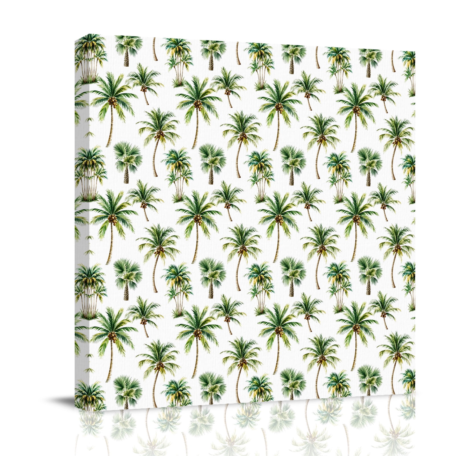 Canvas Wall Art Green Palm Trees Framed Canvas Prints for Bathroom Kitchen Summer Tropical Botanical Simple Gallery Wrapped Wall Decor for Home Office Gifts 10 x10 Ship Next Day