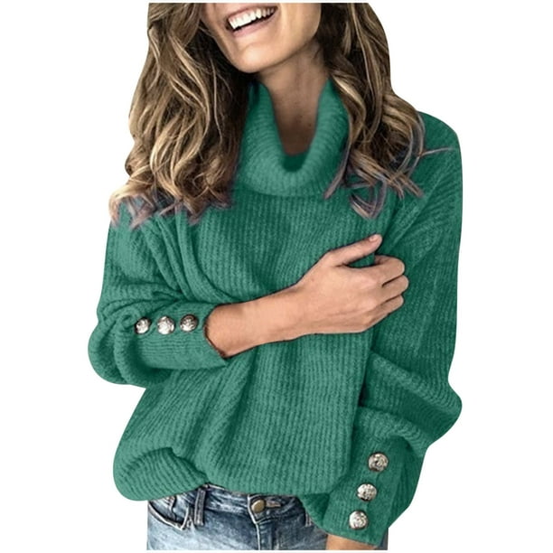Suéter de punto de cuello alto para mujer Suéter de manga larga Tops casuales elegantes Fridja hkj4695
