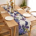thumbnail image 3 of Table Runner 36 Inches Long for Kitchen Dining, Spring Floral Dresser Scarf Farmhouse, Dining Table Decorations for Wedding/Parties, Purple Tulips Hydrangeas Butterflies Beige 13 x 36 In, 3 of 8