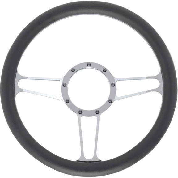 JEGS 70426 Chrome-Plated Billet Aluminum 14 in. Steering Wheel Vintage Spoke Des