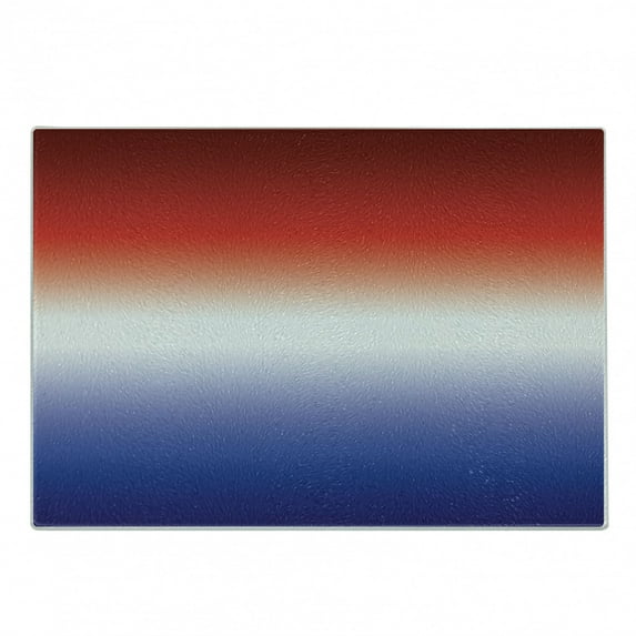 Ombre Cutting Board, United States Flag Inspired Tender Color Change Graphic Patriotic Style, Decorative Tempered Glass Cutting and Serving Board, in 3 Sizes, by Ambesonne