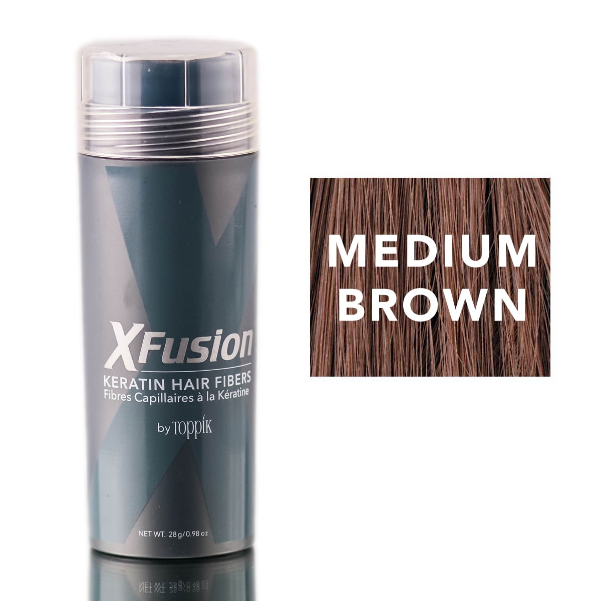 XFusion Medium Brown Keratin Hair Fibers 0.98 oz Pack with
