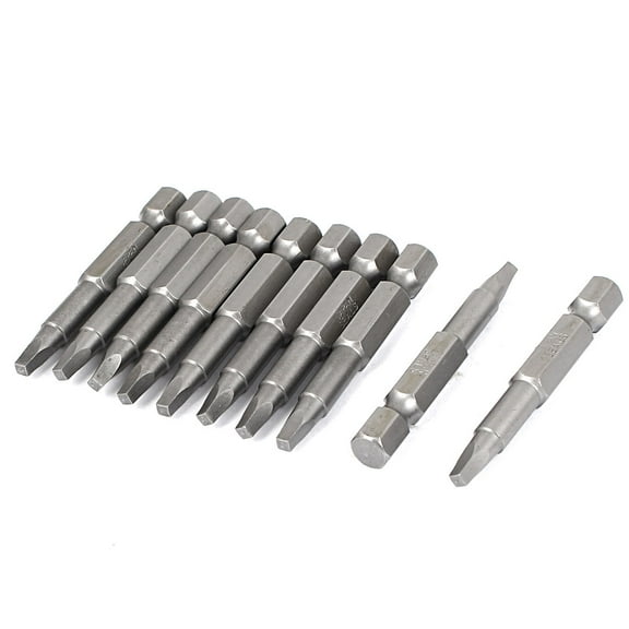 Unique Bargains 1/4" Hex Shank 50mm Long 2.5mm Square Tip Magnetic Screwdriver Bit 10Pcs