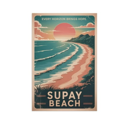 Inspirational Supay Beach Poster Retro Motivational Vintage Travel Wall Art for Office Meditation Room Library Canvas Poster