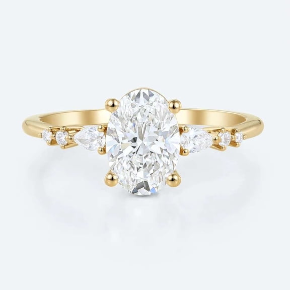 vylahjewellery 14K Vermeil Yellow Gold Engagement Ring Elegant Oval Cut Diamond Anniversary Gift Ring Moissanite Solitaire Handmade Promise Ring Unique Wedding Ring for Women