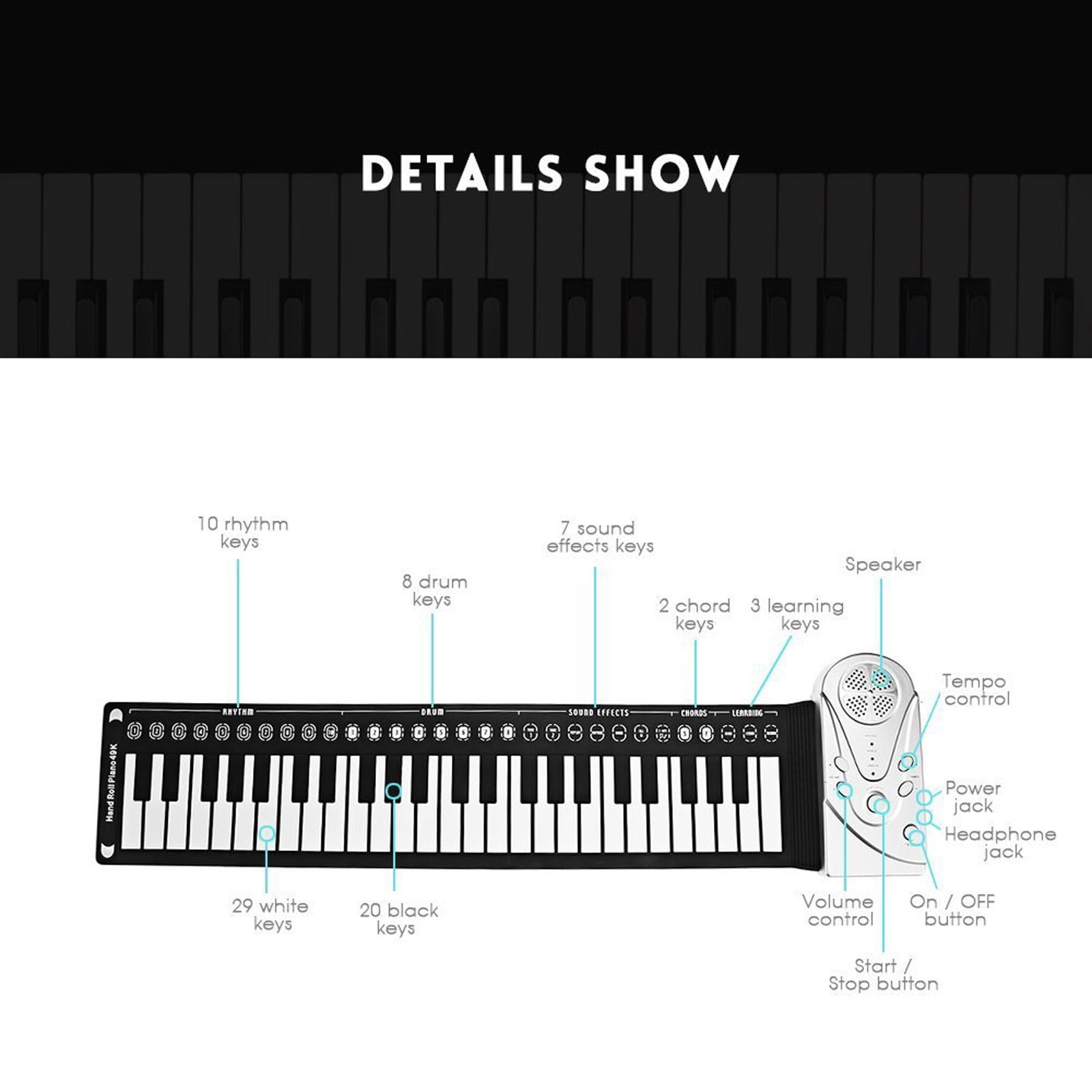 49 Keys Roll Up Piano Flexible Soft Silicone Keyboard Electronic Portable For Beginner