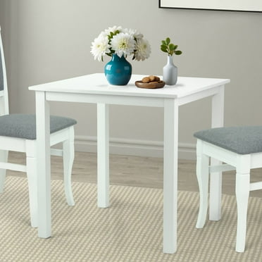 Dining Kitchen Modern Wooden Square Table in White Finish