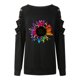 thumbnail image 4 of Camisas casuales florales de manga larga para mujer Estampado de girasol Cuello redondo Estampado de leopardo Costura Mangas caídas Túnica Tops Cuello redondo Blusa de manga larga Pompotops gfhjh10923, 4 of 7