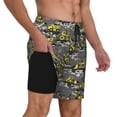thumbnail image 2 of Rateoe Modern Yellow Excavator Pattern Men’s Swim Shorts with Compression Liner – Double-Layered Quick-Dry Swimwear, Comfortable & Stretchy Beach Shorts-3X-Large, 2 of 6