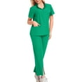 thumbnail image 2 of LSLJS Scrubs for Women Set Zipper Collar Nursing Uniform Top Yoga Jogger Pants,Comfort Workwear Scrub Set Solid Top and Soft Pants,S-2XL, 2 of 3