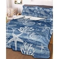 thumbnail image 2 of Quilts Full Size, Navy Blue Coastal Soft Comforter Bedding Set for Bed, Summer Beach Ocean Coral Starfish Lightweight Quilted Bedspread with Pillow Cover(2 Pieces) for All Season, 78x90 Inch, 2 of 6