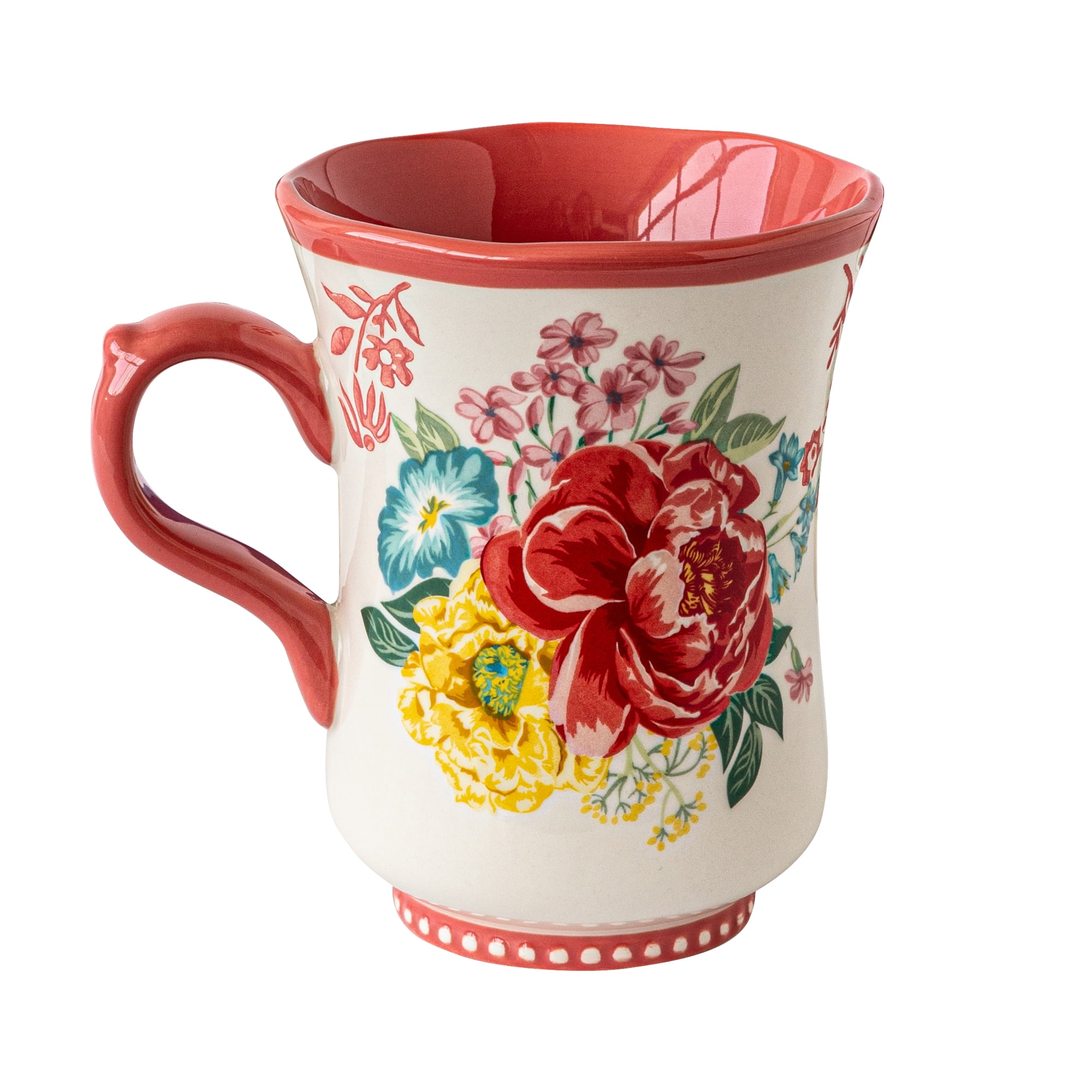 (2 pack) The Pioneer Woman Fancy Flourish 18 Fluid Ounce Stoneware Mug, Pink