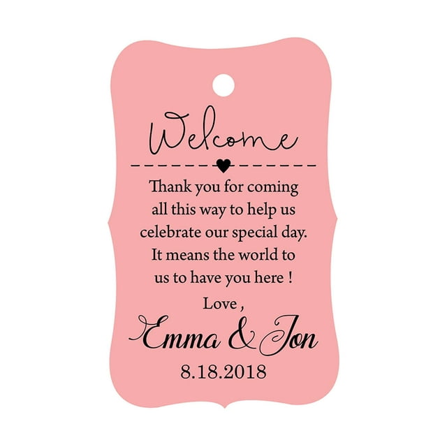 100 PCS Wedding Welcome Personalized Wedding Favor Gift Paper Tags Custom Made Thank you Hang Tags