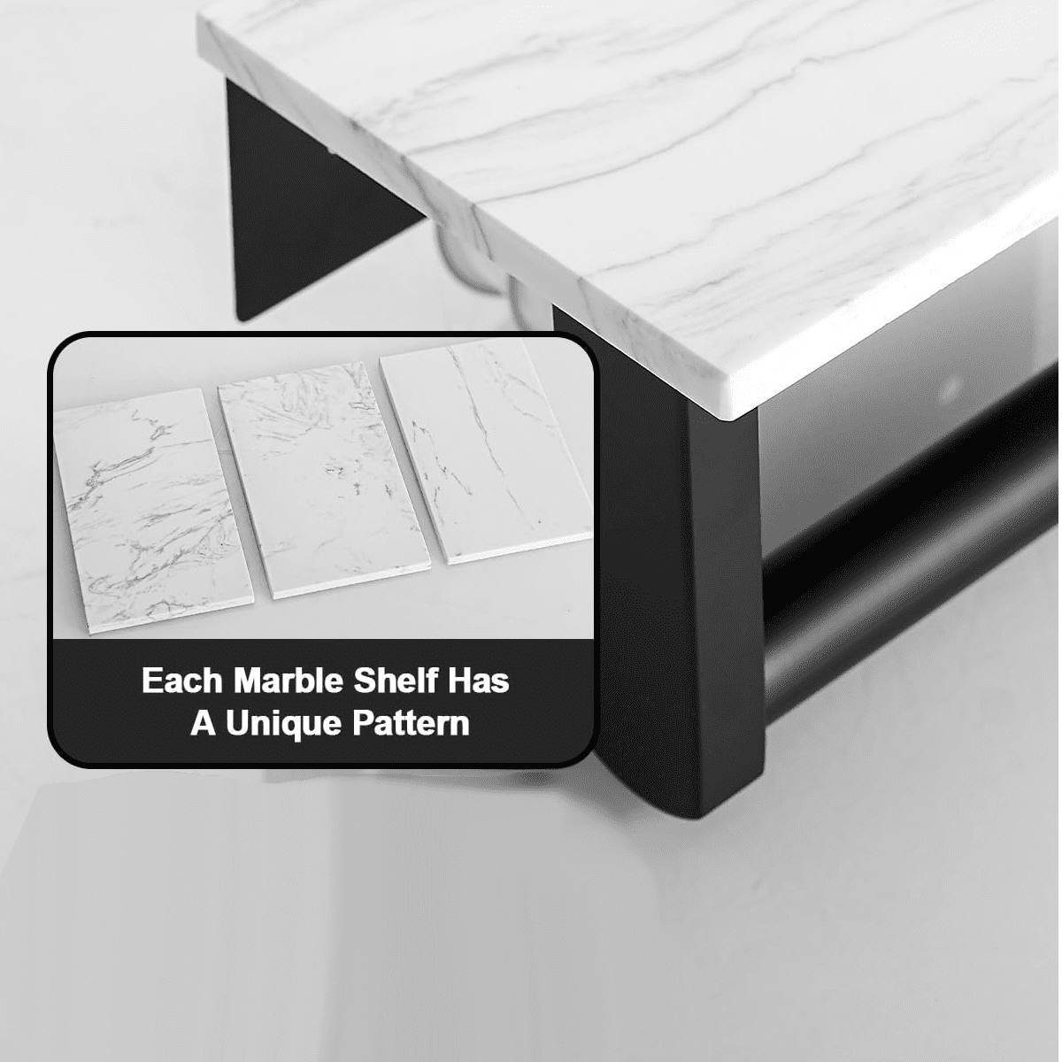 Qtmnekly Marble Toilet Paper Holder with Shelf Toilet Paper Roll Holder Wall Mount for Bathroom Cabinet Decorative, Black