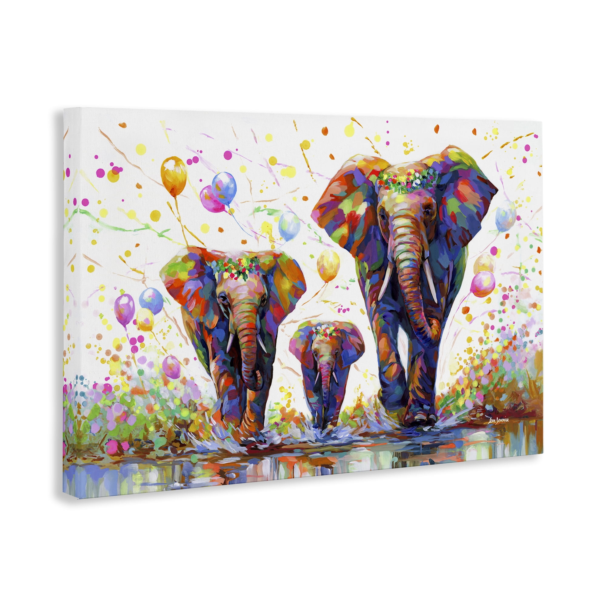Stupell Industries Elephants & Celebration Balloons Animals & Insects Painting Gallery Wrapped Canvas Art Print Wall Art, 30 x 20