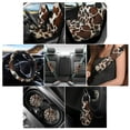 thumbnail image 2 of Renewold Brown Beige Cow Print Car Seat Cushion Covers Set of 11, with Front and Back Seat Protector, Soft Comfy Steetring Wheel Covers Seatbelt Cover Coaster Key Ring Universal Fit Most Cars Sedans, 2 of 7