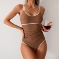thumbnail image 6 of USSUMA Bestselling Swimsuit Solid Color One Piece Swimsuit Swimwear with Pad Simple Women's Swimsuits for Beach Beige Savings, 6 of 7