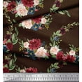 thumbnail image 3 of Soimoi Brown Rayon Fabric Ranunculus & Penoy Floral Print Fabric Prints By the Yard 58 Inch Wide, 3 of 3