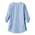 thumbnail image 6 of Turilly Women's Gingham Plaid Button-Up Shirt, V-Neck 3/4 Sleeve Tunic Top with Roll Up Tab Sleeves Casual Spring Blouse, 6 of 6