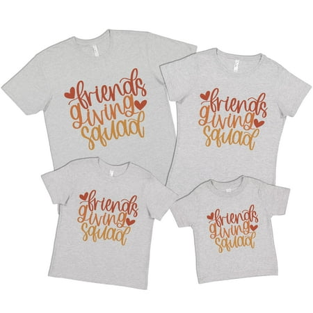 

7 ate 9 Apparel Matching Family Happy Thanksgiving Shirts - Friendsgiving Squad Shirt - Thankful for Friends - Grey T-Shirt 4T