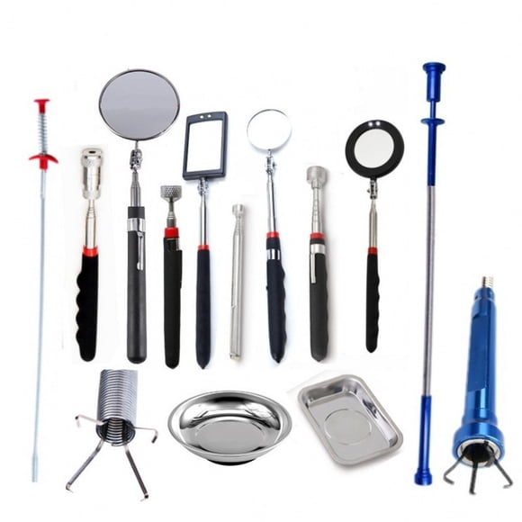 3 pieces telescopic LED-lighted flexible inspection mirror Round mirror Square mirror 360 Swiveling inspection tool for checking the vehicle condition, observing eyelashes, mouth and small parts