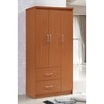 thumbnail image 4 of Hodedah 3 Door Bedroom Armoire with Drawers, Cherry, 4 of 9