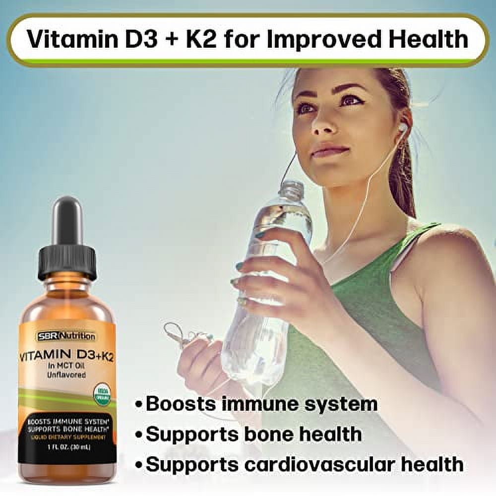MAX ABSORPTION Vitamin D3 + K2 (MK-7) Sublingual Liquid Drops with MCT Oil | Naturally Unflavored | Helps Support Strong Bones and Healthy Heart, Boost Immune System