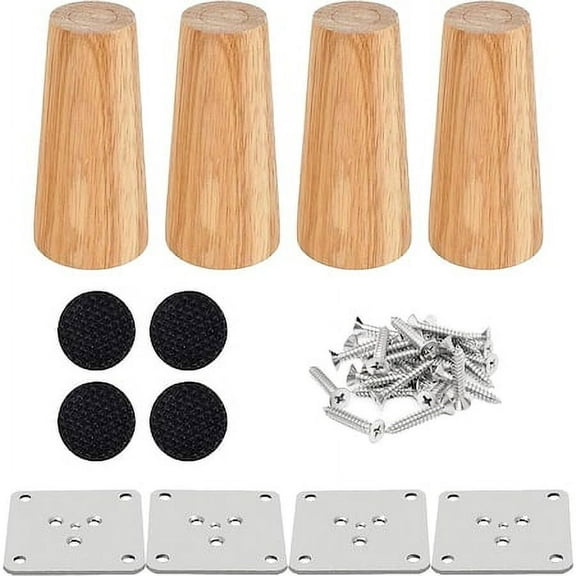 Wooden Furniture Legs Set, Brown, 12cm Height, Pack of 4