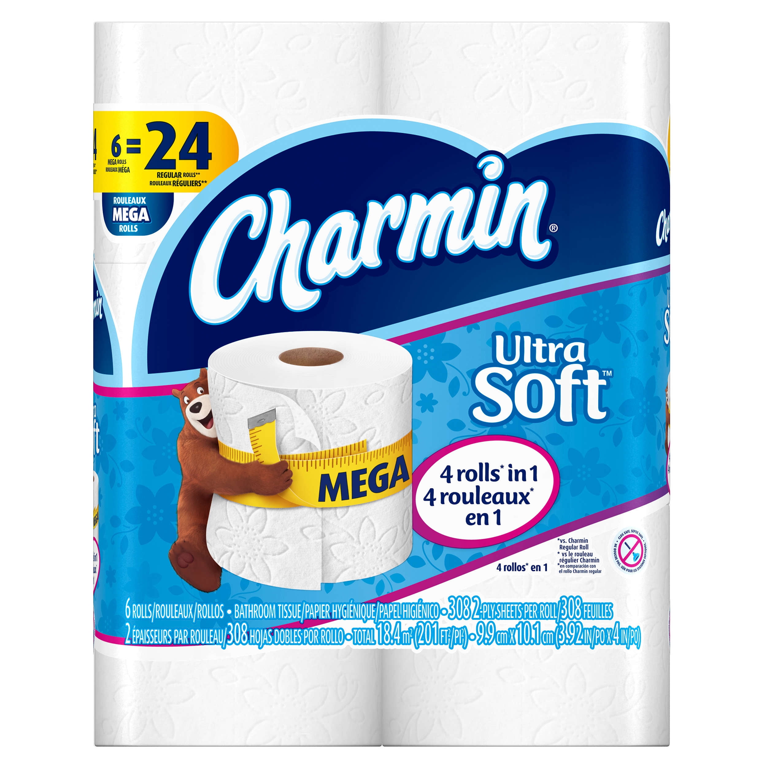 Charmin Ultra Soft 2-Ply Mega Toilet Paper Rolls 6 ct Pack by Procter & Gamble