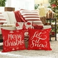thumbnail image 3 of Brilbcu Set of 4 Christmas red and White Christmas Throw Pillow Covers Cushion Covers Square Winter Holiday Decorative Pillow Covers for Sofa Couch Bed and Car(18"X18", Cotton-Linen), 3 of 5