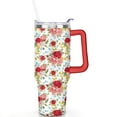 thumbnail image 2 of 40oz Pioneer Tumbler with Handle Lid and Straw,Colorful Floral Tumblers Gifts for Women Girls Men Adults（Red）, 2 of 7