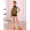 thumbnail image 5 of IBTOM CASTLE Girls Sequin Dance Outfit Sparkly Latin Hip Hop Jazz Dance Outfit Halter Mesh Ruffle Dress Top and Shorts Dancewear Golden, 5 of 7