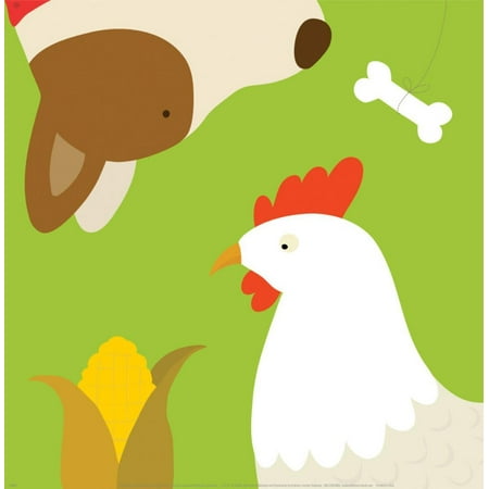 - Farm Group: Hen and Dog Art Print By Yuko Lau - 12x12