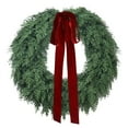 thumbnail image 2 of Artificial Christmas Wreath for Front Door with Velvet Bow, Real Touch Cedar and Pinecone Greenery, Farmhouse Holiday Decor for Indoor Outdoor Use on Windows, Wall, Winter Festival Home Decoration, 2 of 8
