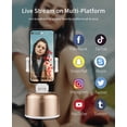 thumbnail image 5 of Smart Tracking Holder Live Stream Auto Face Object Tracking Selfie Stick 360 Rotation Following Vlog Shooting Smartphone Camera Mount Cell Phone Holder for iPhone Android Phones (Gold), 5 of 7