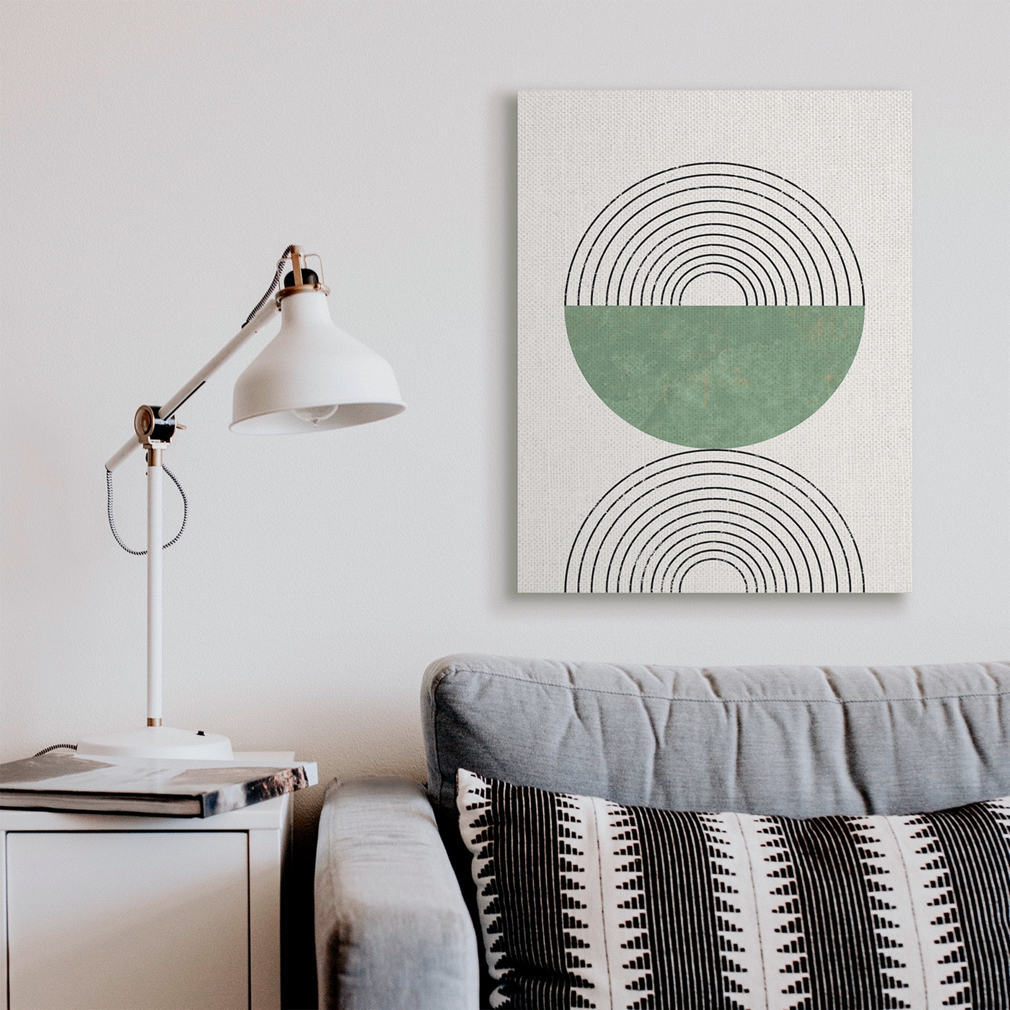 Stupell Industries Abstract Geometric Circular Study Curved Art Deco Abstract Painting Gallery Wrapped Canvas Art Print Wall Art, 30 x 40